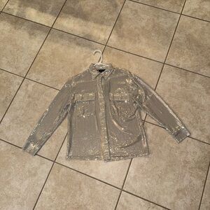 Jules & Leopold Vintage OG Sparkling Silver Sequin Dress Fancy Shirt